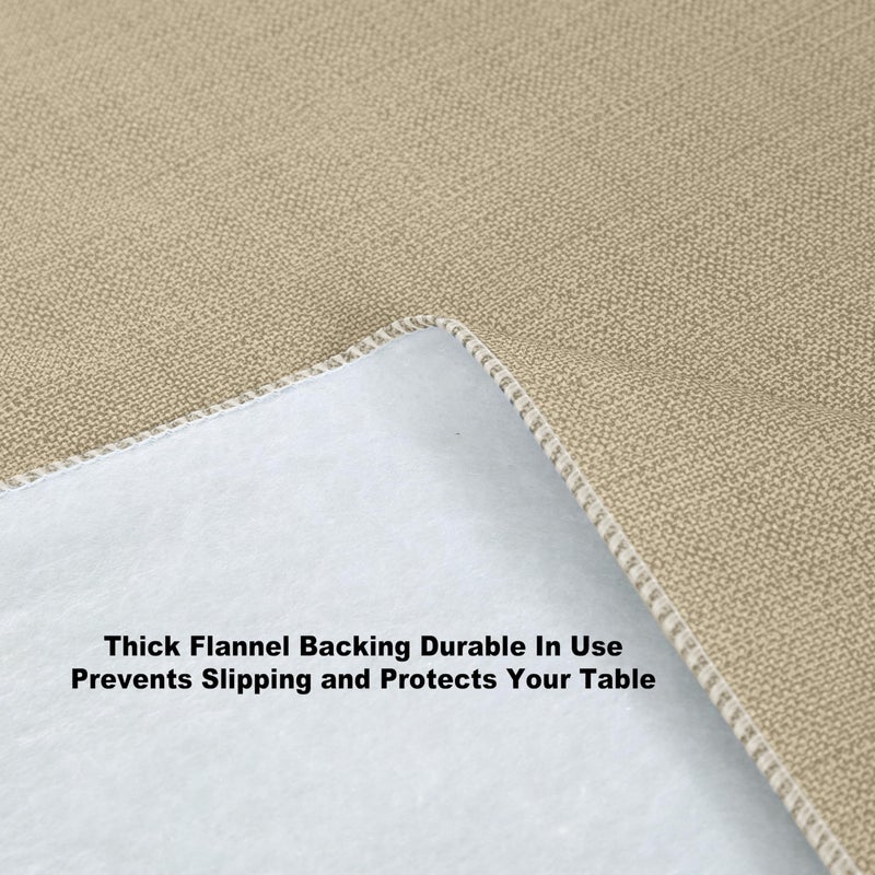 Lintex Cafe Hotel Linen Look Vinyl Flannel Backed Tablecloth, Heavyweight 4 Gauge, 60 x 104 Inch Rectangle, Sand Indoor Outdoor Waterproof Wipe Clean Table Cover - Image 5